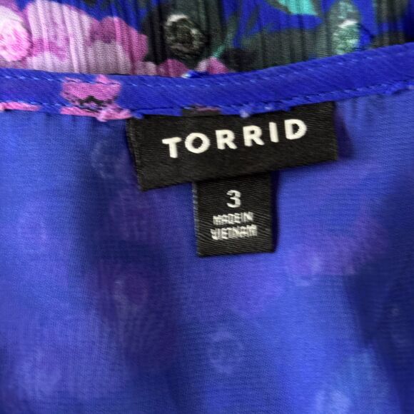 Torrid Peplum Chiffon Clip Dot Lace Inset Top Women's Plus Size 3X - Picture 3 of 8